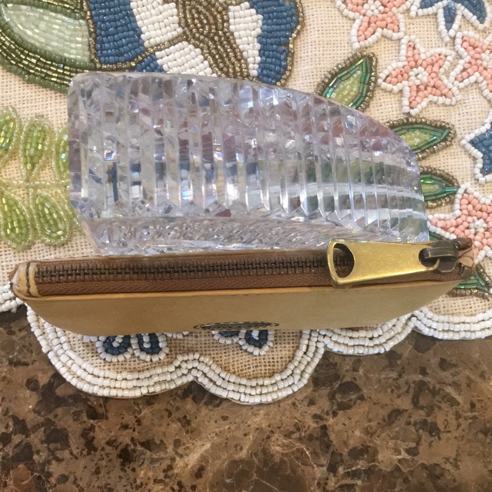 Fossil Leather Suede/Brass Colorblock Zipper Card… - image 8